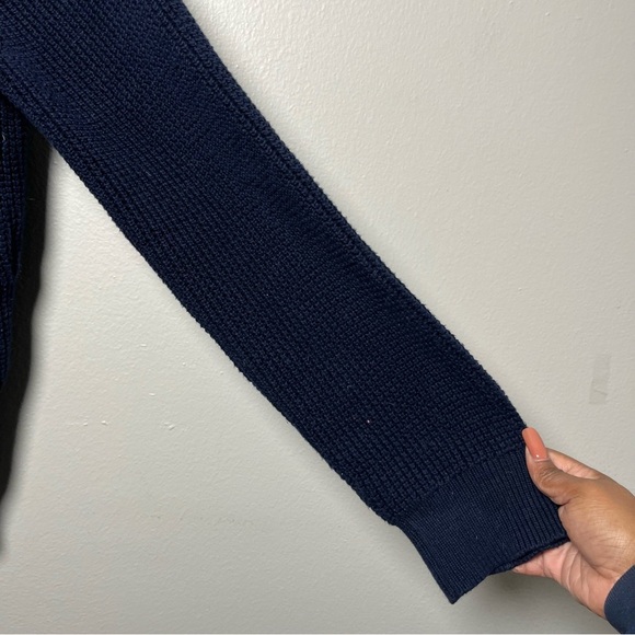 J.Crew Mercantile Men's Waffle Knit Crewneck Sweater‎ XL Navy Blue Pullover - Picture 4 of 9